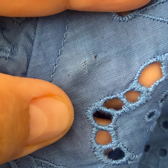 Kate Spade Floral Eyelet Puff Sleeve Dress in Blue 10 - Picture 15 of 16